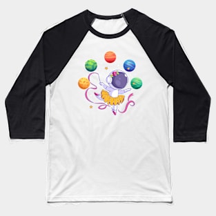 Ballerina Girl Space Astronaut Gift For Girl Kids Baseball T-Shirt